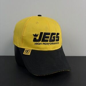 JEGS High Performance Drag Racing Hat Yellow Auto Cap Strapback Adjustable